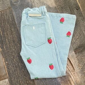 Stella McCartney Kids Light Blue Jeans with Strawberry Embroidery
